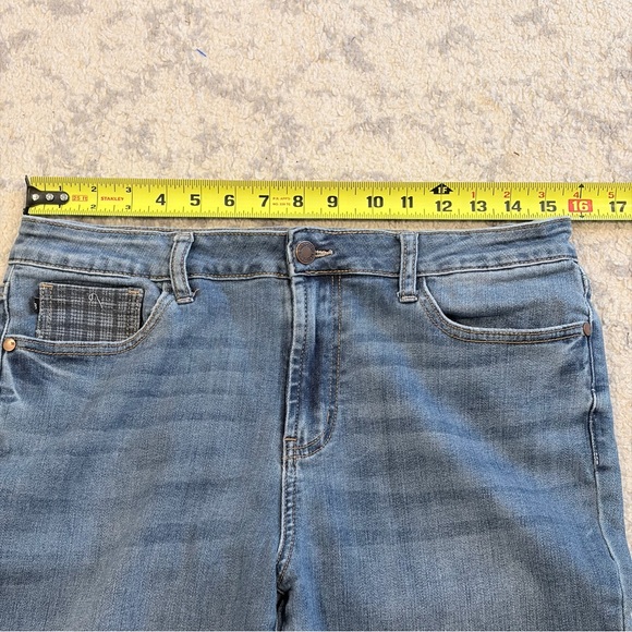 Judy Blue 13/31 Skinny Jeans Plaid Cuff Raw Hem Stretch Denim Women - Picture 7 of 10